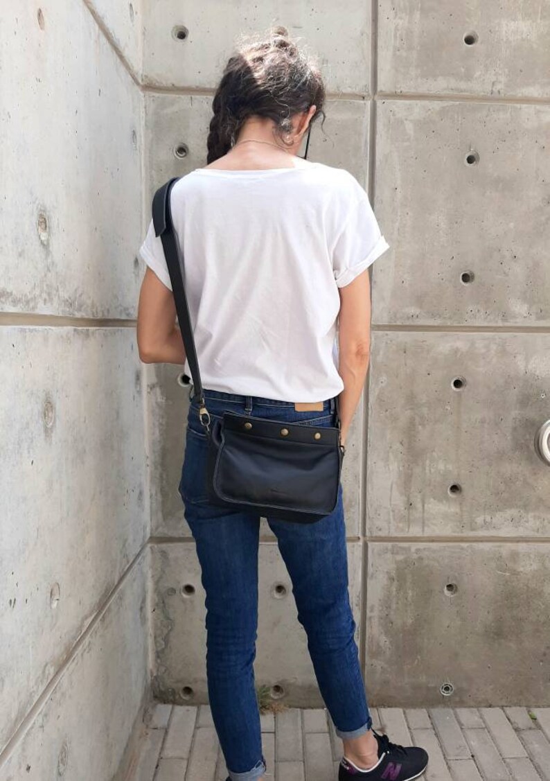 Black Leather Bag, Crossbody Bags Tool Box Bag Etsy