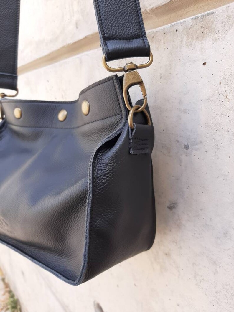 Black Leather Bag, Crossbody Bags Tool Box Bag Etsy