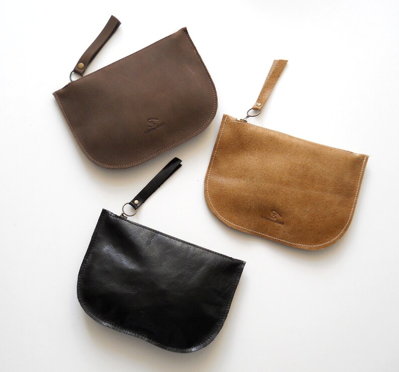 Zipper Purse Makeup Bag Leather Wallet Leather Purse Etsy