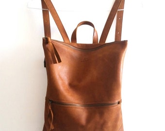 Backpack ,brown leather, Laptop bag
