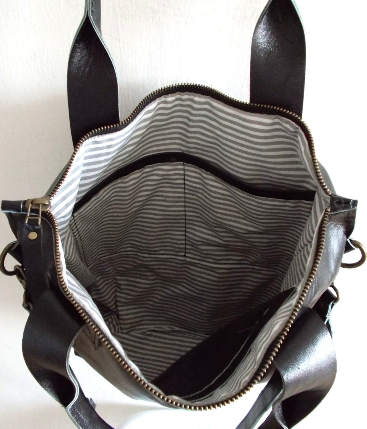 Black Leather Tote crossbody Bag - Etsy