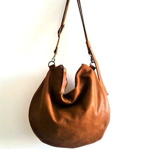 Brown HOBO leather bag  Shoulder bag gift for her Cross-body bag