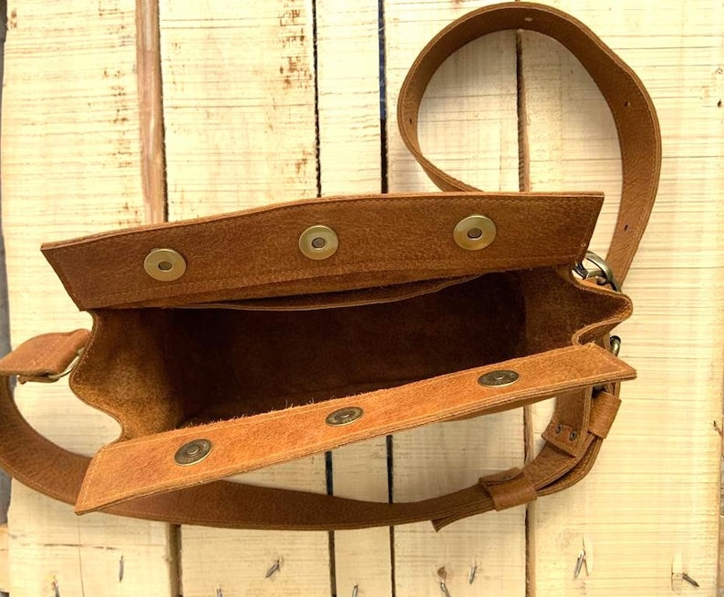 Brown Leather Bag Crossbody Bags Tool Box Bag Etsy