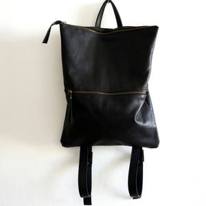 Leather Backpack | black leather Laptop bag | gift for her
