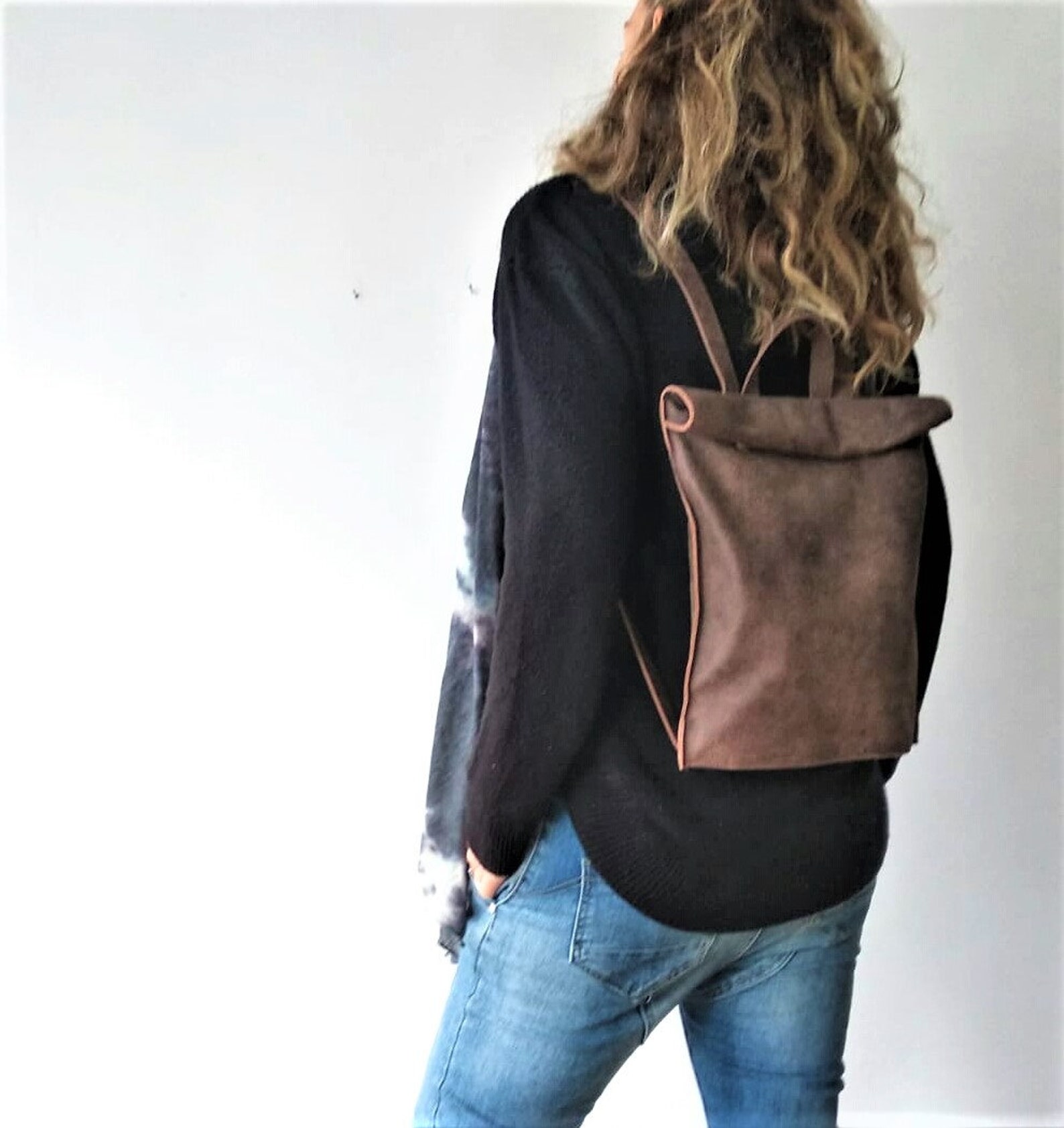 Leather Backpack_medium Size_rolltop Design Etsy