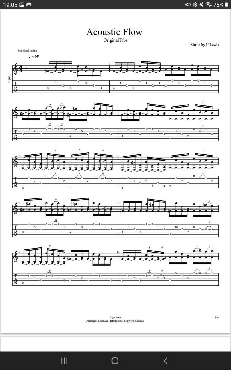 Music Composition Using Tab Music, Tab, Download, Score, Guitar, Sheet Music, Tablature - Etsy