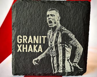 Granit Xhaka - Sunderland Slate Coaster | SAFC Fan Gift | Mix & Match | Build Your Own Set | Personalised Football Gift