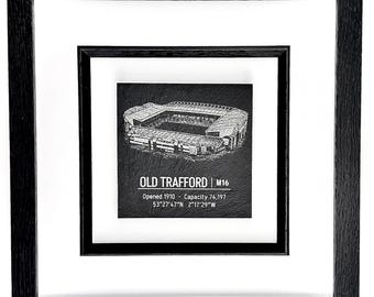 Old Trafford Engraved Slate Football Art – Manchester United Stadium Collection