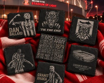 Build Your Own Sunderland Slate Coaster Set | Mix & Match 4, 5 or 6 Designs | Free Holder