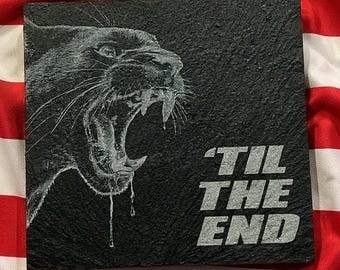 TIL THE END Black Panther - Sunderland Slate Coaster | S A F C Fan Gift | Mix & Match | Build Your Own Set | Personalised Football Gift