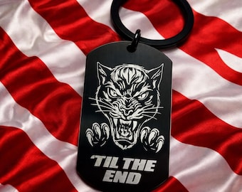Engraved Metal Keyring - Sunderland SAFC 'Til The End - Fierce Panther - Football Fan Gift