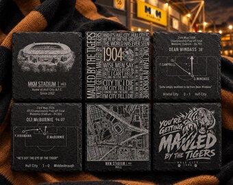 Hull City Slate Coasters | MKM Stadium, Wembley Goals & Chants | Build Your Own Set
