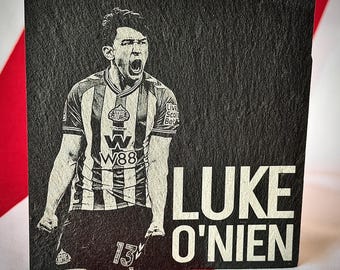 Luke O’Nien - Posavasos de pizarra del Sunderland / Regalo para aficionados del SAFC / Combina y crea tu propio set / Regalo de fútbol personalizado