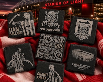 Build Your Own Sunderland Slate Coaster Set | Mix & Match 4, 5 or 6 Designs | Free Holder