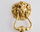 Vintage Brass Lion Head Door Knocker