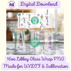 Cartoon Character Wrap - 16oz Libbey Glass Wrap PNG, Digital File for UVDTF or Sublimation