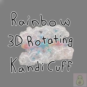 Rainbow 3D Rotating Kandi Cuff • Glitter Beads Pony Beads