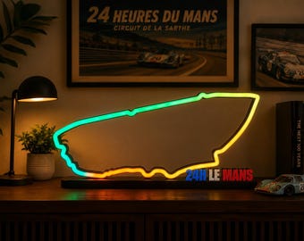 24 Hours of Le Mans Neon Sign – Premium LED Track Wall Light – Motorsport Wall Decor – Custom Size 30–100cm – Racing Gift – Endurance Circui