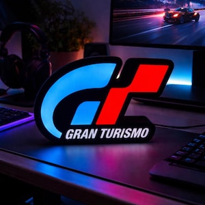 Gran Turismo LED Lamp – Gaming Room Decor – Car Lover Gift – Neon Style Light – Sim Racing Setup – Desk Decor – Gift for Him