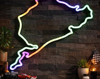LED-Wandleuchte Nürburgring – Rennstrecken-Wandbild – Motorsport-Dekoration – Neon-Rennstreckenschild – Geschenk für Auto-Fans