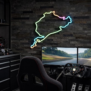ニュルブルクリンクLEDトラックライト – シムレーシングセットアップ装飾 – レーシングシミュレータールーム – ゲーム用ウォールライト – モータースポーツ装飾