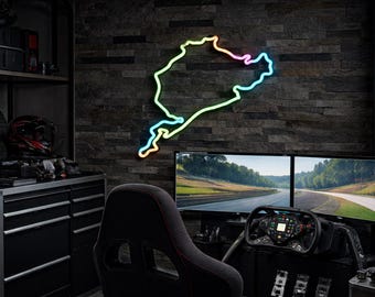 Nürburgring LED Track Light – Sim Racing Setup Decor – Racing Simulator Room – Gaming Wall Light – Motorsport Decor