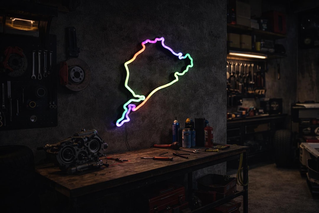 Nürburgring LED Neon Sign – Garage Wall Decor – Racing Circuit Light ...