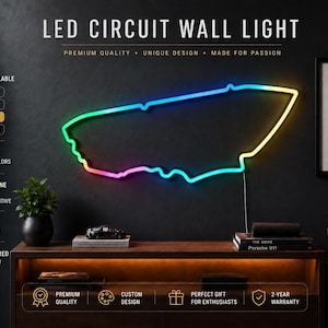 Letreiro de LED Neon do Circuito de Le Mans, Arte de Parede para Pista de Corrida, Decoração para Corridas de Endurance, Presente para Fãs de Automobilismo, Sala de Simulação de Corrida, Espaço Masculino, Impressão 3D