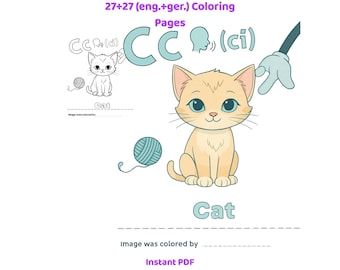 ABC Coloring Book for Kids, Alphabet Learning Printable Educational Coloring Pages PDF Download Digital