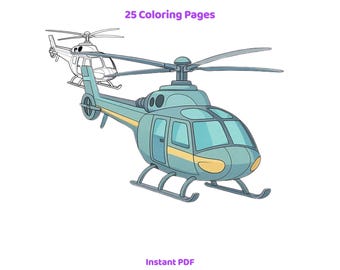 Vehicles Coloring Pages, 25 Transportation Designs, Kids Coloring Book, Simple Printable PDF Digital Download