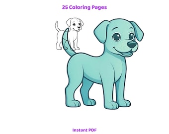 25 Animal Coloring Pages, Simple Easy Designs, Kids Coloring Book, Printable PDF Digital Download
