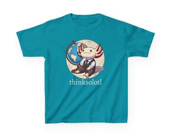 Kids Tee, Funny Axolotl Thinking Cute Shirt - Children's T-Shirt, Kids Tshirt, Graphic Tee, Animal Lover Gift, Novelty Humor Top