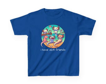 Kids Tee, Funny Axolotl with Friends Shirt, Cute Animal Graphic Tee, Children's Gift, Youth Tshirt, Kids Birthday Present