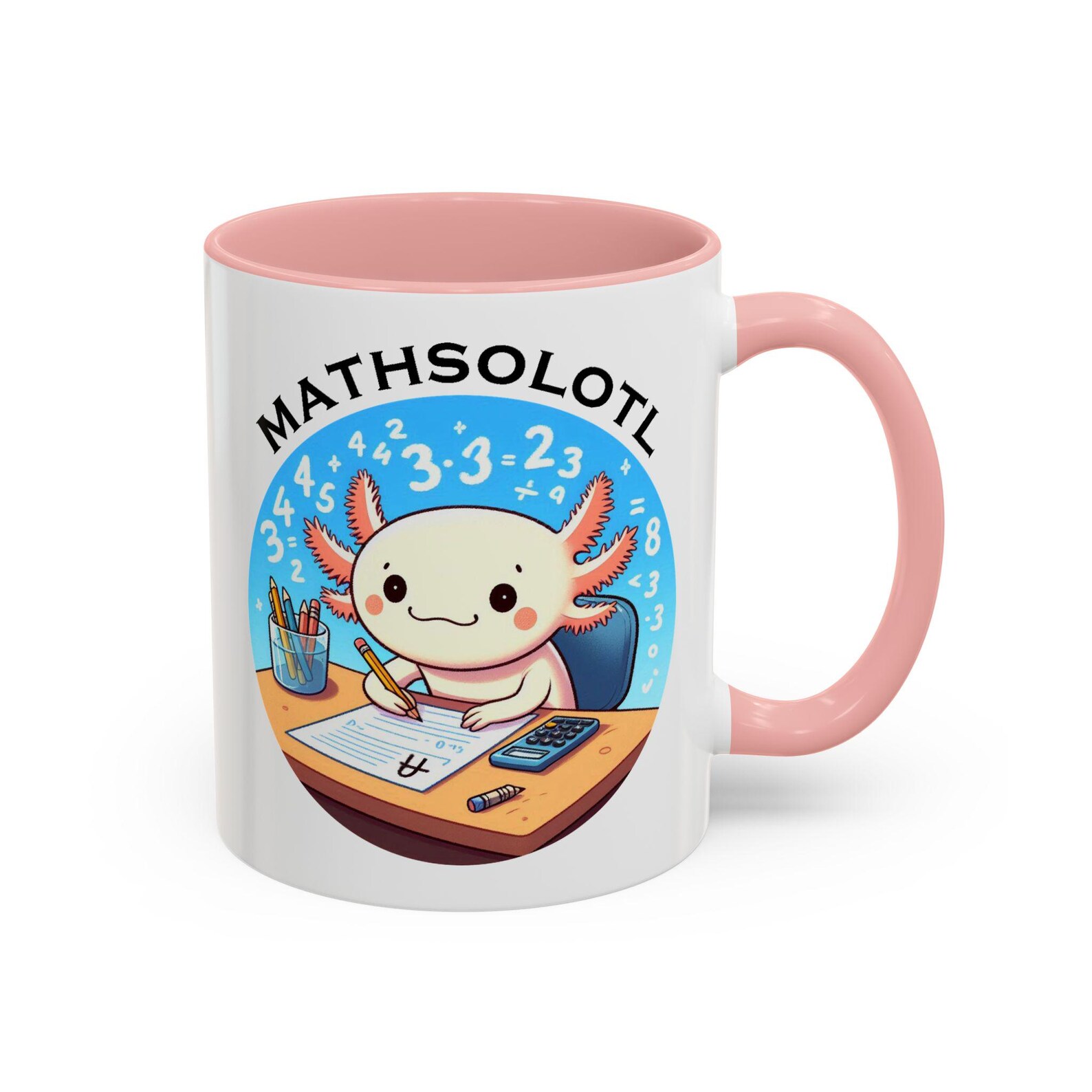 Ceramic Mug, Funny Axolotl Solving Math Problems, Cute Coffee Cup for ...