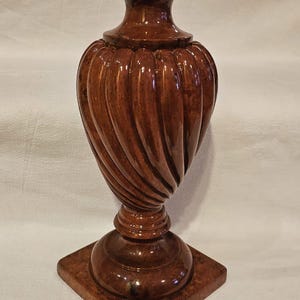 Vintage-Collectible Burlwood Lamp Base, Parisian Style circa 1970: Solid Burl of Burmese Ironwood