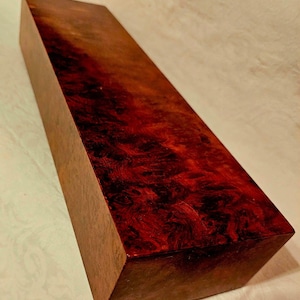 Vintage-Collectible Burlwood Scroll Box (long):  Burl of Burmese Ironwood, Handcrafted, Solid Burlwood