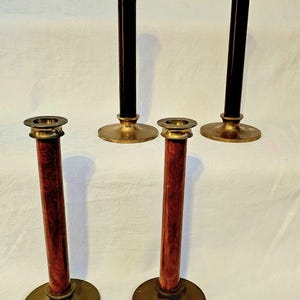 Collectible-Vintage Burl Wood Brass Candle Holder: Handcrafted of SOLID Burl of Burmese Ironwood
