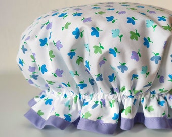 Mary Doll, floral vintage style frilly shower cap bath bonnet - ready to ship