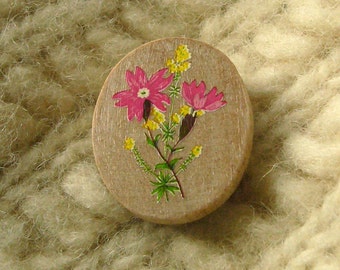 red campion and ladies bedstraw wildwood flower brooch