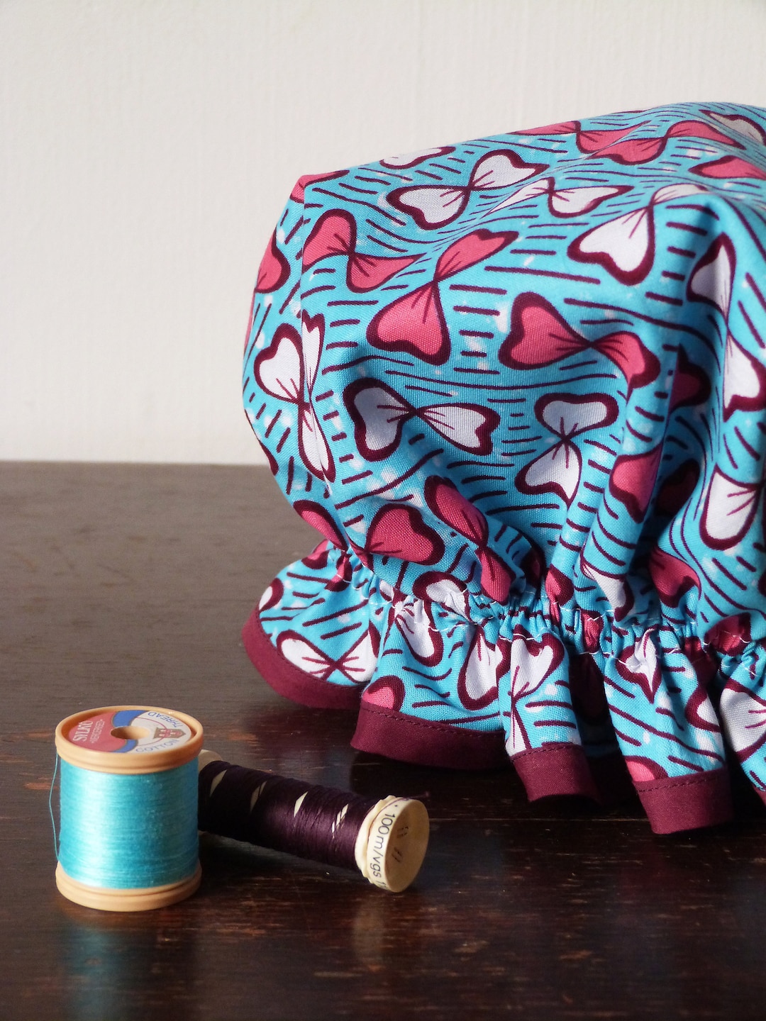 Frilly Cotton Ankara Cotton Shower Cap, African Wax Print, Pink ...