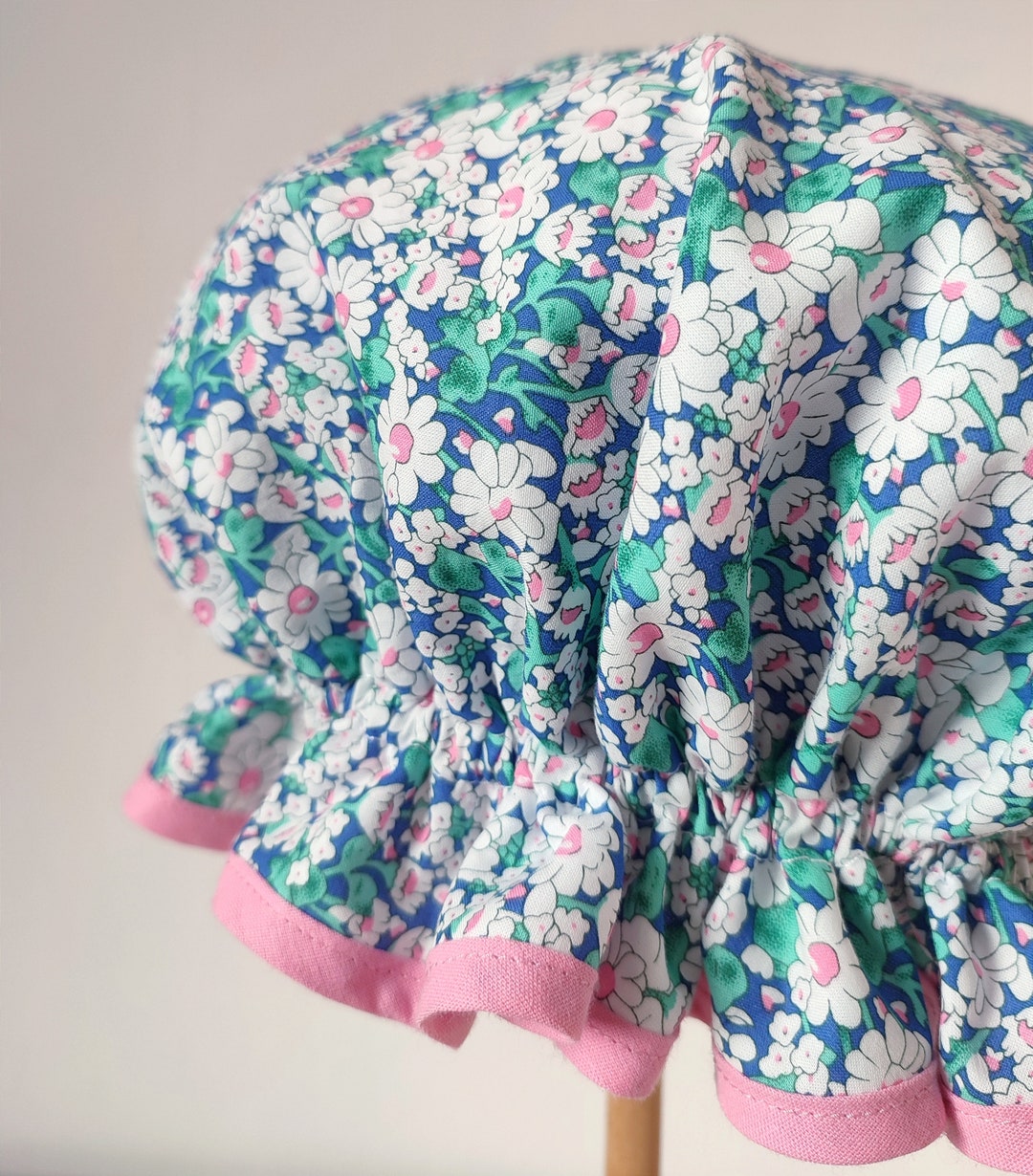 Daisy Daisy, Floral Vintage Style Frilly Shower Cap Bath Bonnet Cotton ...