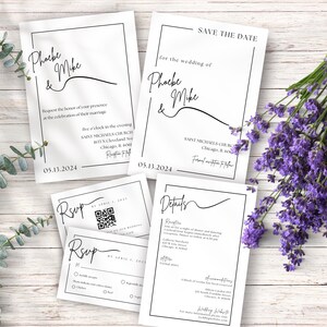 Wedding invitation template, Elegant wedding invitation suite, Photo wedding invitation, Elegant wedding invite, details card, wedding RSVP