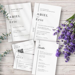 Wedding invitation template, Elegant wedding invitation suite, Photo wedding invitation, Elegant wedding invite, details card, wedding RSVP