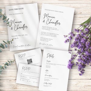 Wedding invitation template, Elegant wedding invitation suite, Photo wedding invitation, Elegant wedding invite, details card, wedding RSVP