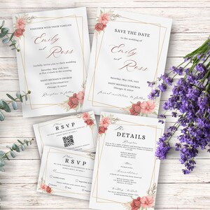 Wedding invitation template, Elegant wedding invitation suite, Boho wedding invitation, Elegant wedding invite, wedding detail, wedding RSVP