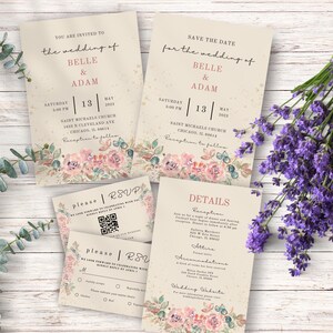 Wedding invitation template, Elegant wedding invitation suite, Boho wedding invitation, Elegant wedding invite, wedding detail, wedding RSVP
