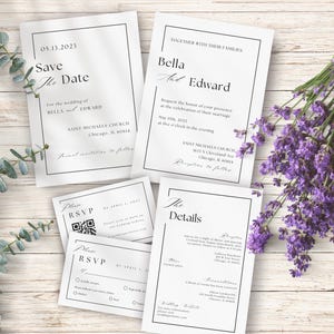 Wedding invitation template, Elegant wedding invitation suite, Photo wedding invitation, Elegant wedding invite, details card, wedding RSVP
