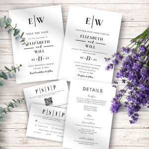 Wedding invitation template, Elegant wedding invitation suite, Photo wedding invitation, Elegant wedding invite, details card, wedding RSVP