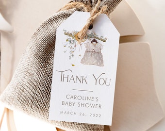 PRINTABLE Storybook Baby Shower Thank You Tags- Baby Girl | Fairytale Shower | Fully Editable Text | Edit Text in Corjl Design App