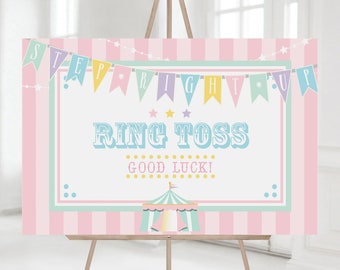 PRINTED Pastel Circus/Carnival Sign- Pink Stripes | Measures 24" x 36" | Poster or Foam Core | Personalized, Printed, Shipped